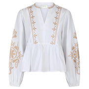 NEO NOIR Ginia Emb Blouse Off White